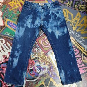 Big Mac Workwear 34x30 jeans - in-house reverse tie-dye blue